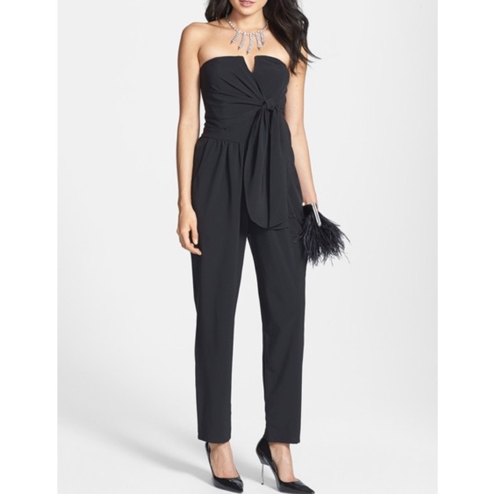 Rules of Etiquette Front Tie Black Jumpsuit
